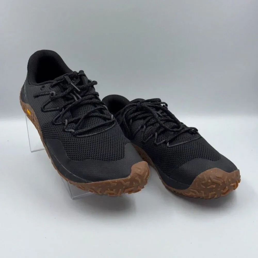 Merrell Mens 10 Black Trail Glove 7 Barefoot Running Shoes Vibram Gum Sole J0676